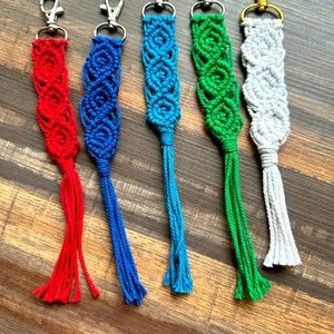 Stocking stuffer gifts, boho macrame keychains set of 5